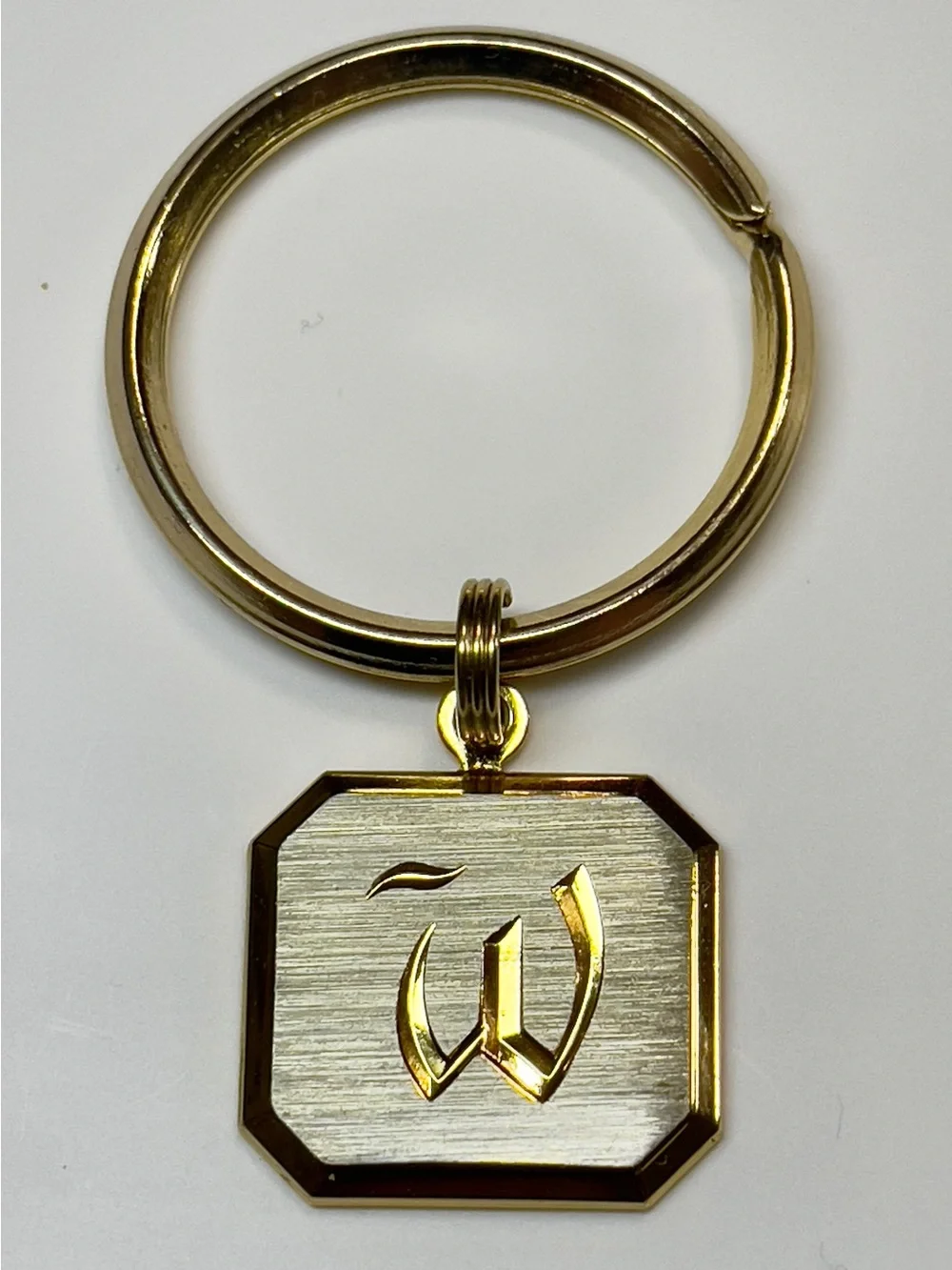 Vintage Initial “W” Detachable Keychain Gold &Silver Tone Minimalist Retro